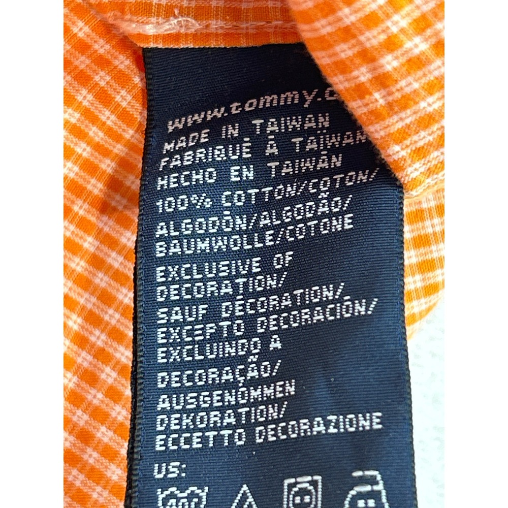 Tommy Hilfiger Shirt Mens M Orange Gingham Button Down Long‎ Sleeve - Picture 4 of 8